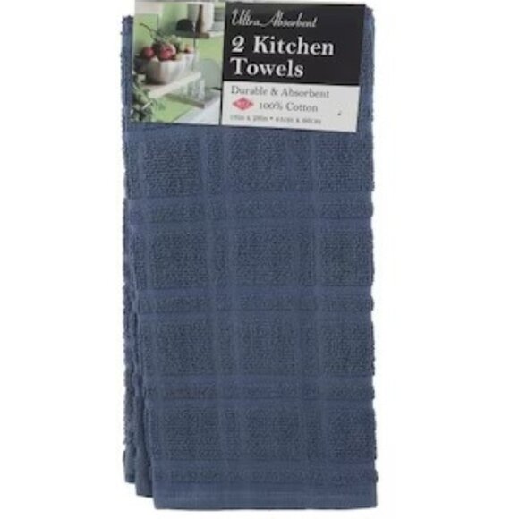 NWT 4 Ritz Kitchen Towels Ultra Absorbent 2 Blue & 2 Gray Towels 100% Cotton NEW - Picture 1 of 6